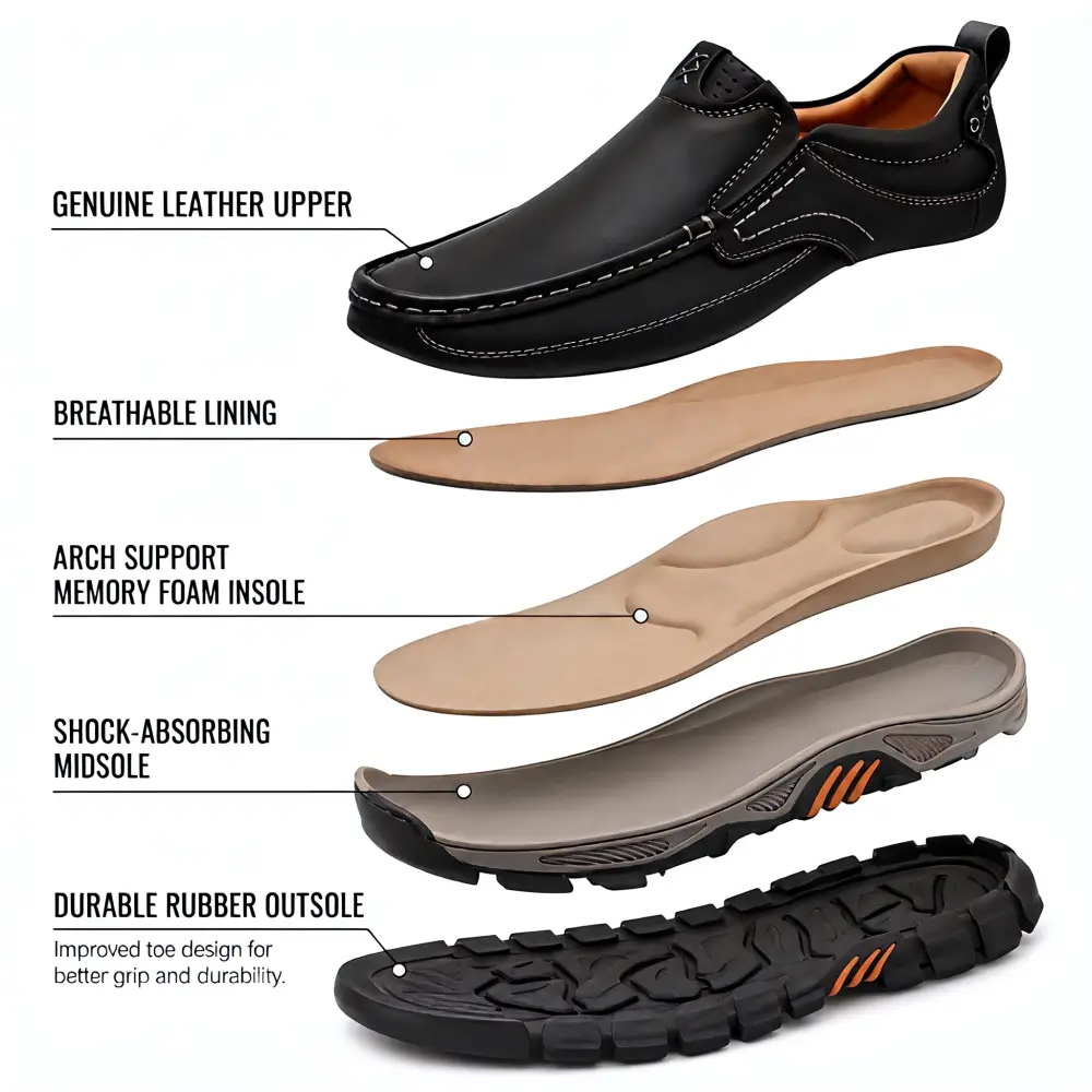 ⏰Promotion 50% OFF - Men's Orthopedic Comfortable Casual Genuine Leather Slip On Loafers