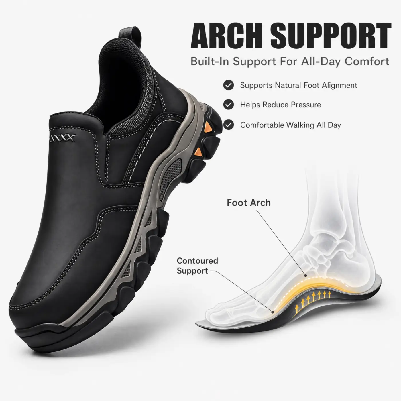 ⏰Promotion 50% OFF - Men's Genuine Leather Hands-Free Slip-On Loafers with Arch Support