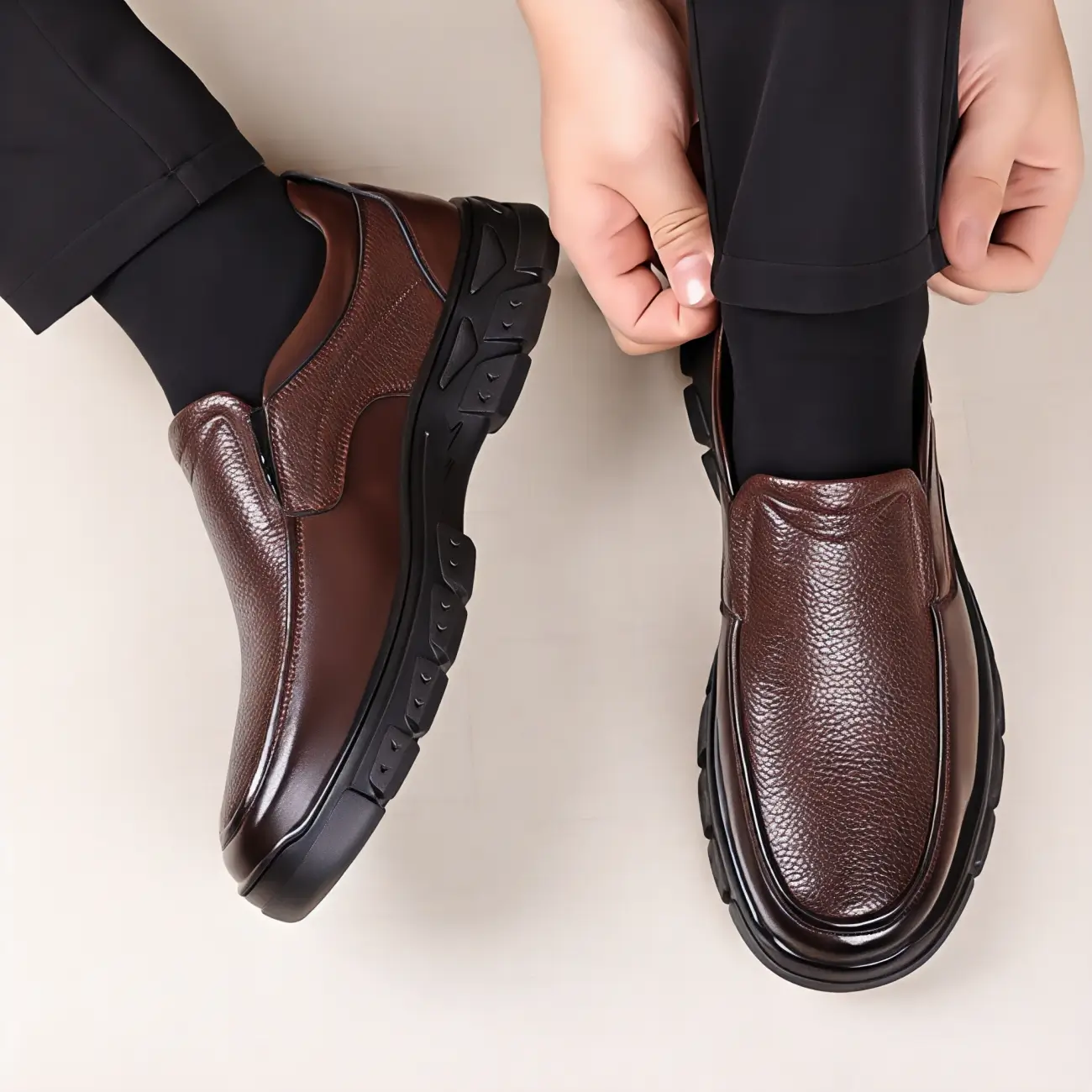 ⏰Promotion 50% OFF - Men's Orthopedic Comfort Relaxed Fit Genuine Leather Slip On Loafers