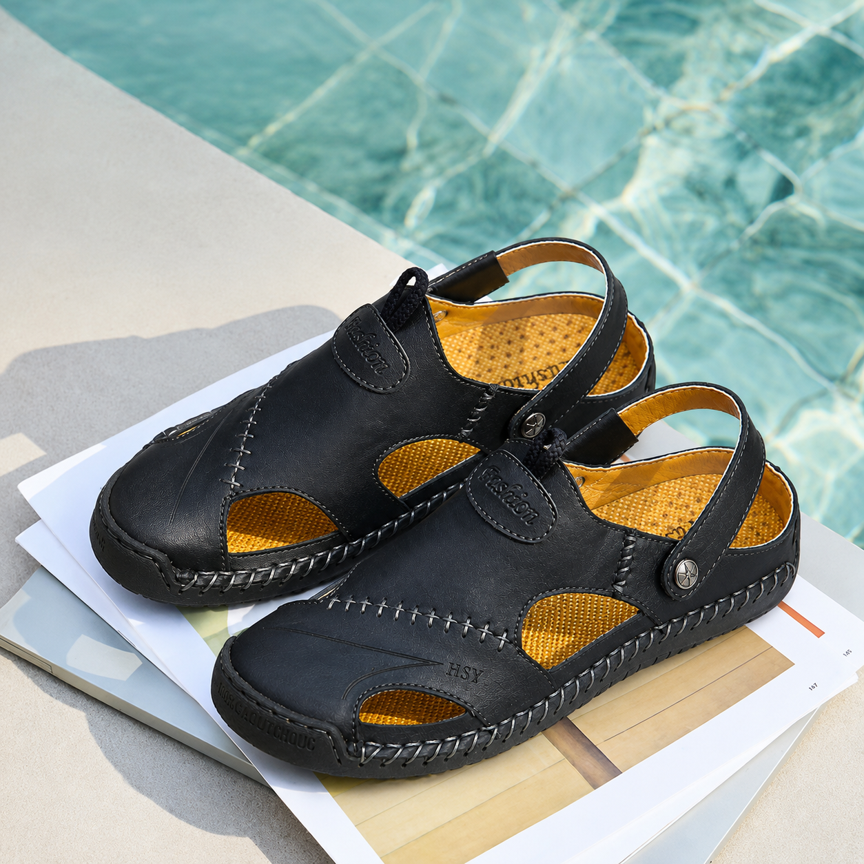 ⏰Limited-Time 50% OFF – Men's Genuine Leather Breathable Orthopedic 2-in-1 Slip-On Sandals