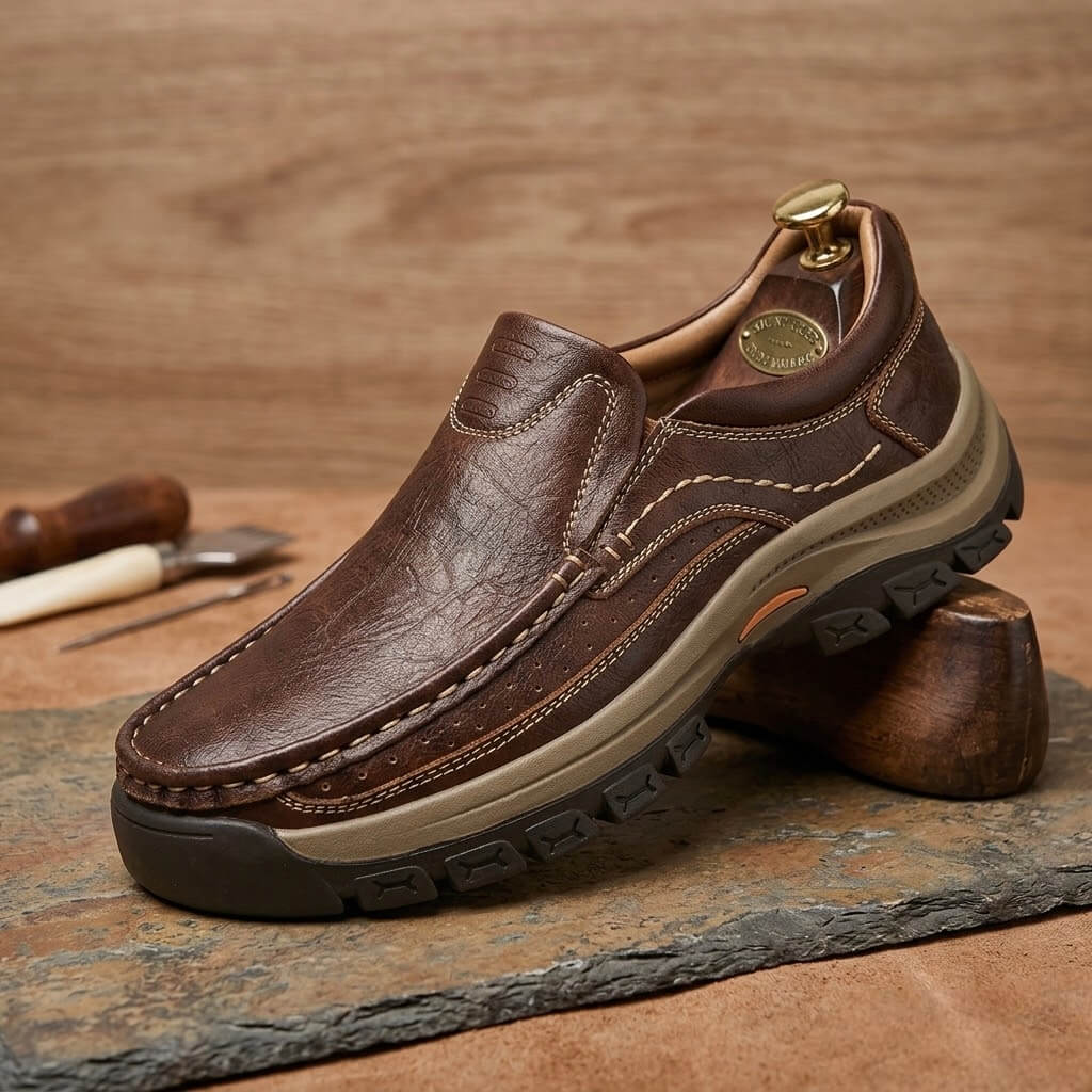 Orthopedic Walk-All-Day Loafers: Wide Toe Box & Premium Arch Support - Men's Leather Casual Shoes