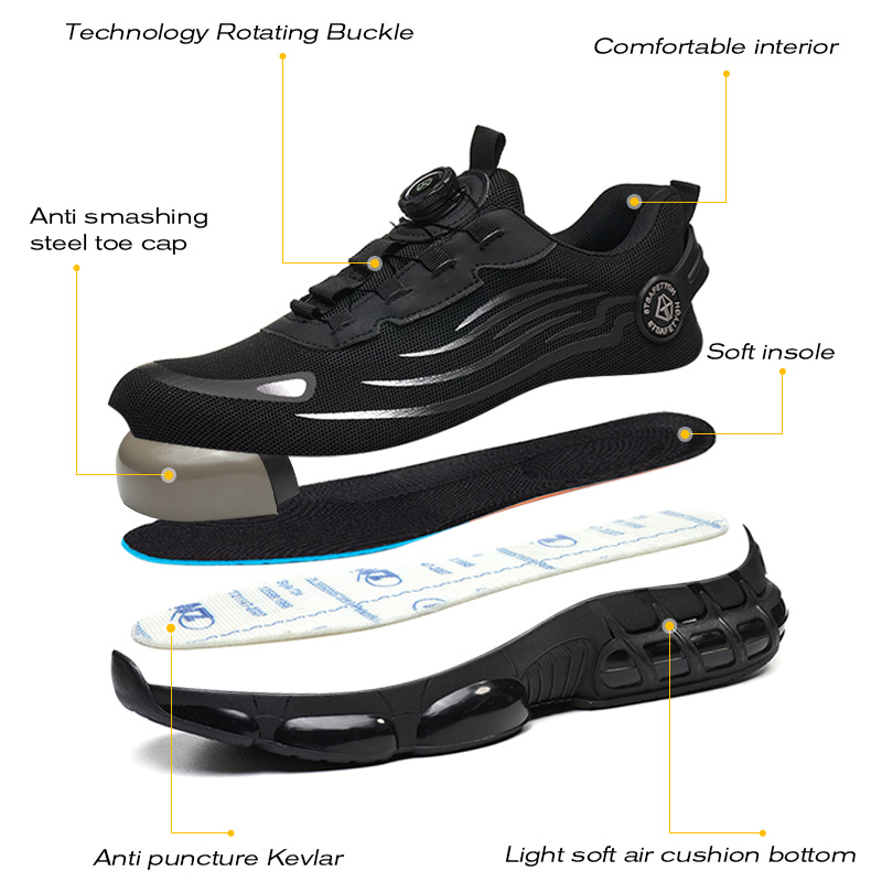 Men's lightweight and comfortable steel-toe industrial construction safety shoes
