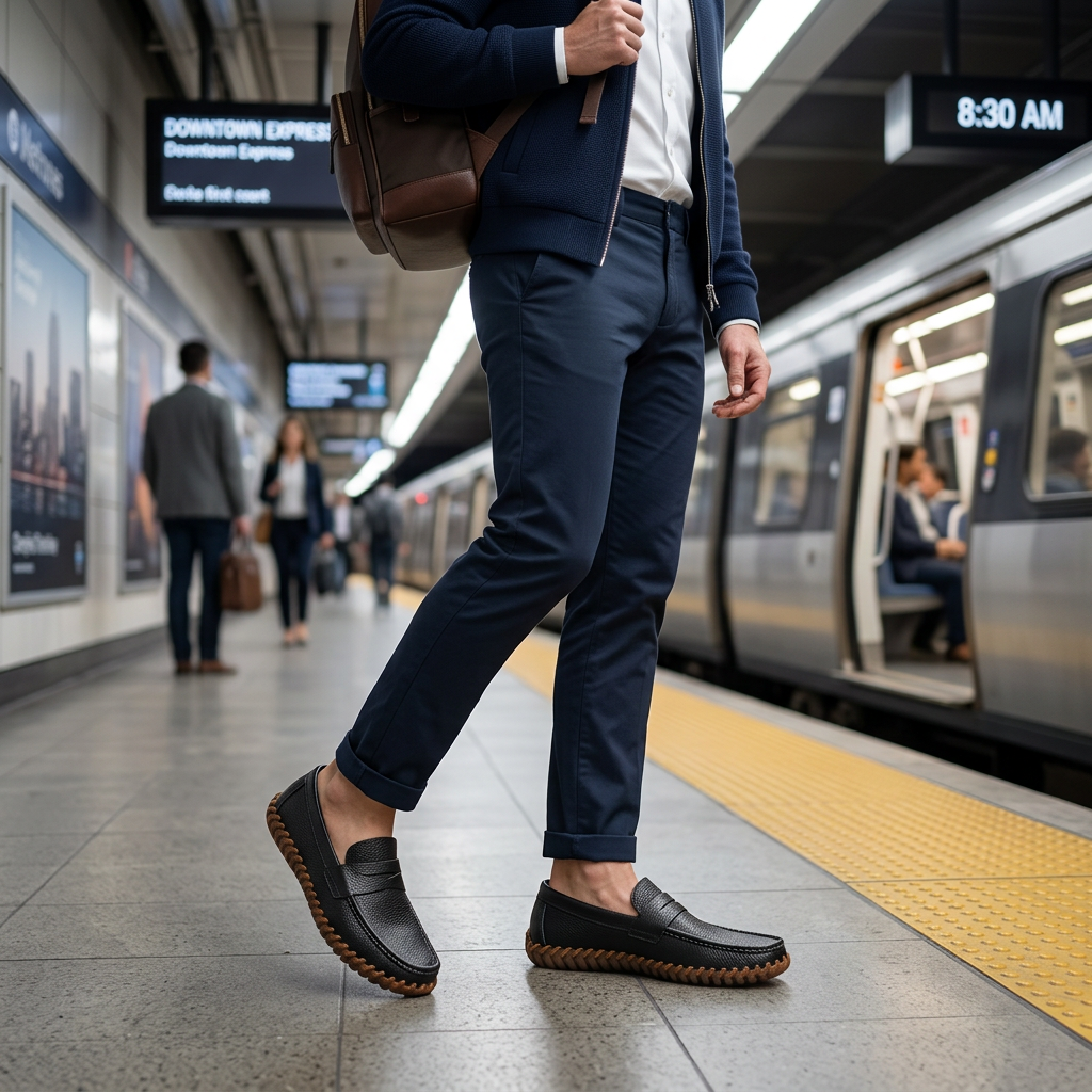 Men’s Casual Business Driving Classic Genuine Leather Penny Loafers Slip-On Walking Shoes