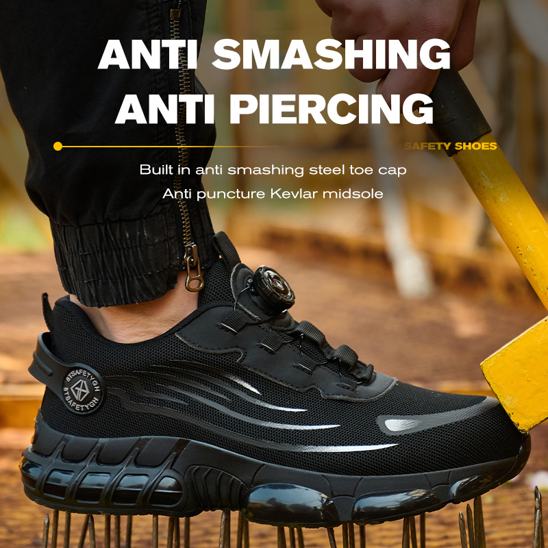 Men's lightweight and comfortable steel-toe industrial construction safety shoes