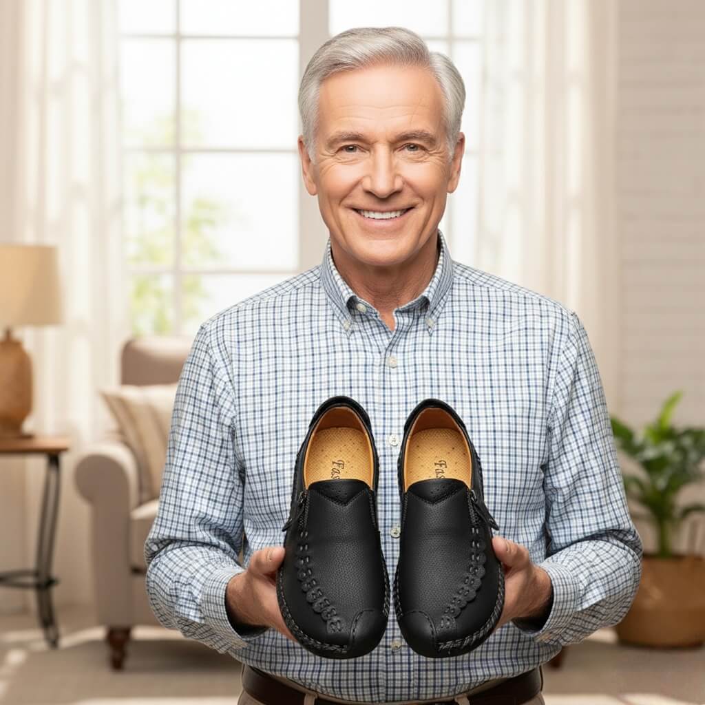 🔥Hot Sale🎁--40% OFF 🎉 Men Hand Stitching Vintage Casual Comfy Soft Sole Zipper Slip On Leather Loafers