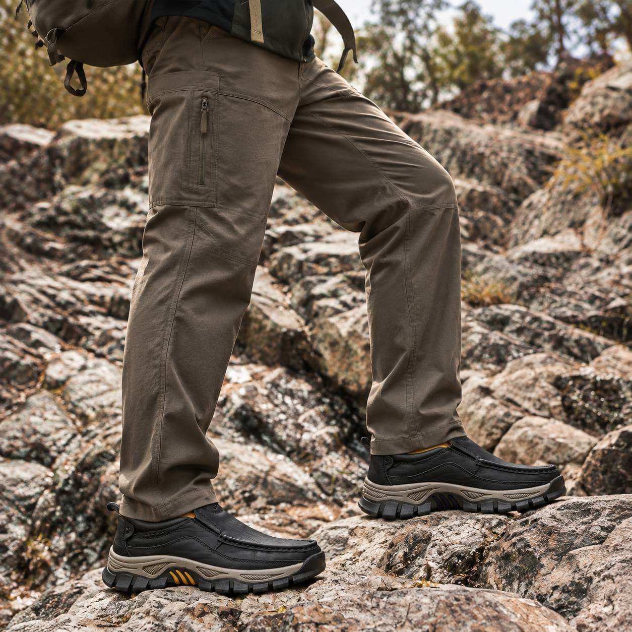 Men’s Leather Slip-On Walking Shoes – Classic Style, All-Day Comfort & Rugged Grip