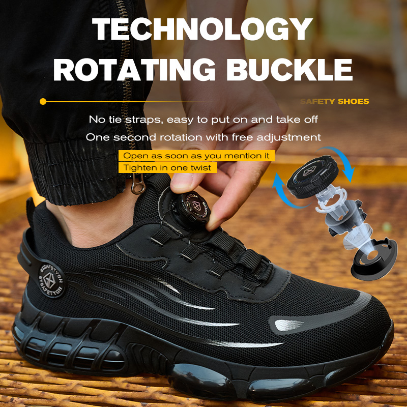 Men's lightweight and comfortable steel-toe industrial construction safety shoes