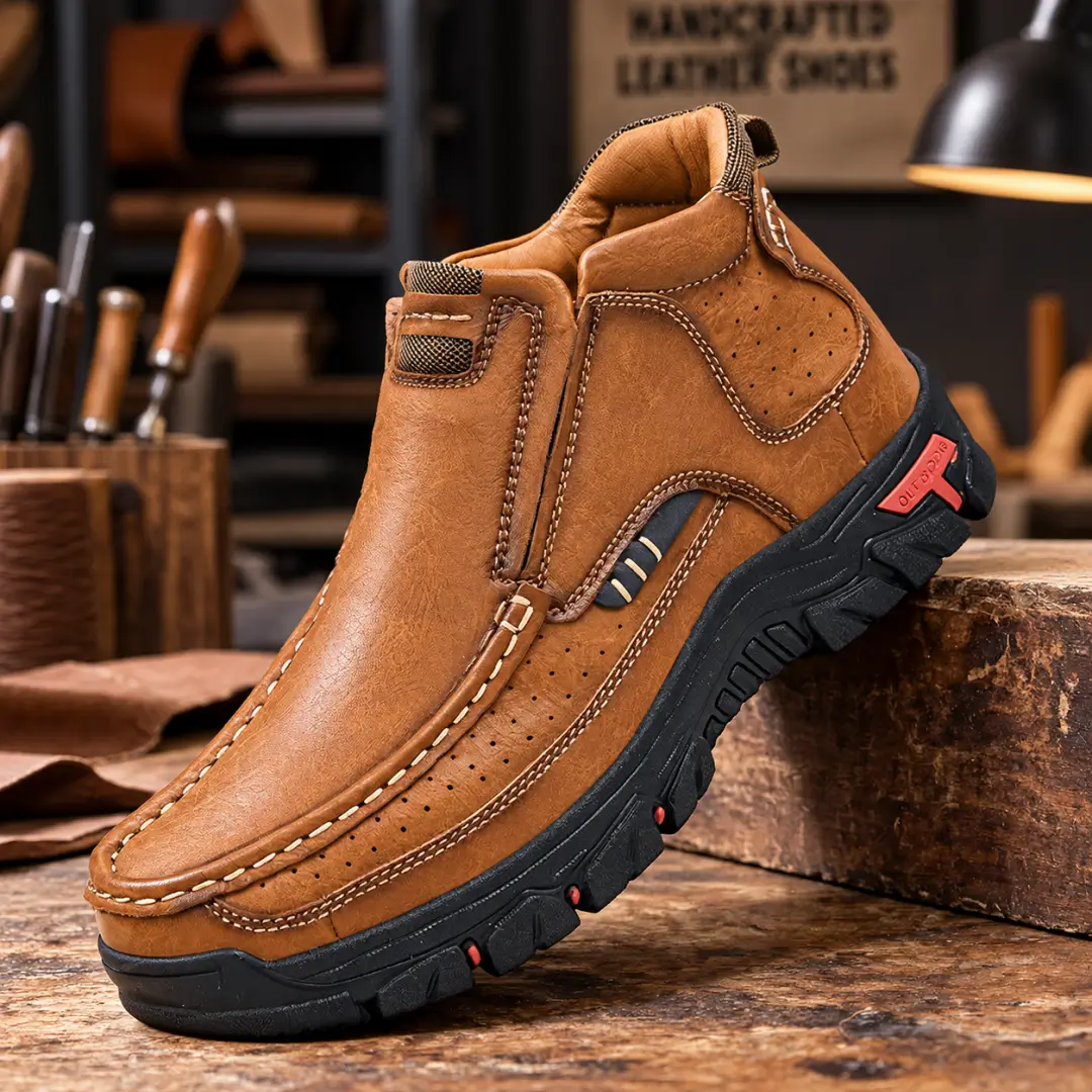 ⏰Limited Time 50% OFF🔥Men’s Orthopedic Genuine Leather Boots — Hands-Free Entry, Arch Support & Cushioned Comfort