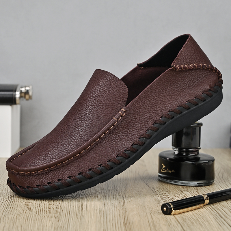 Comfymore™ Mens Genuine Leather Casual Business Slip On Shoes Fashion Slippers