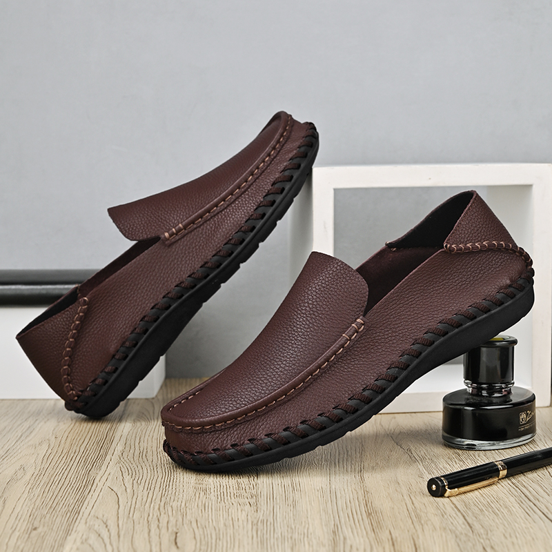 Comfymore™ Mens Genuine Leather Casual Business Slip On Shoes Fashion Slippers