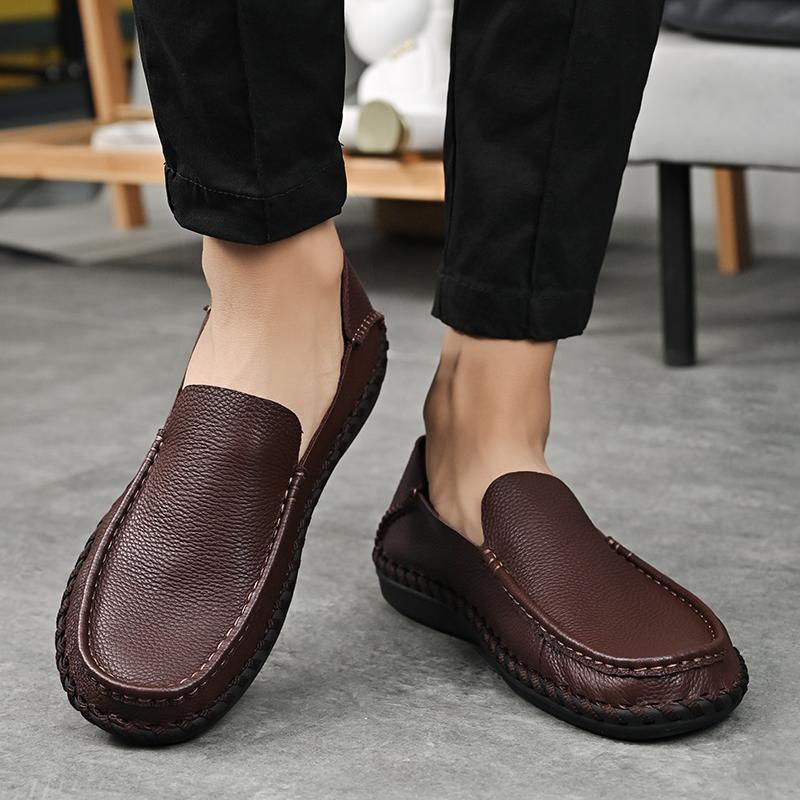 Comfymore™ Mens Genuine Leather Casual Business Slip On Shoes Fashion Slippers
