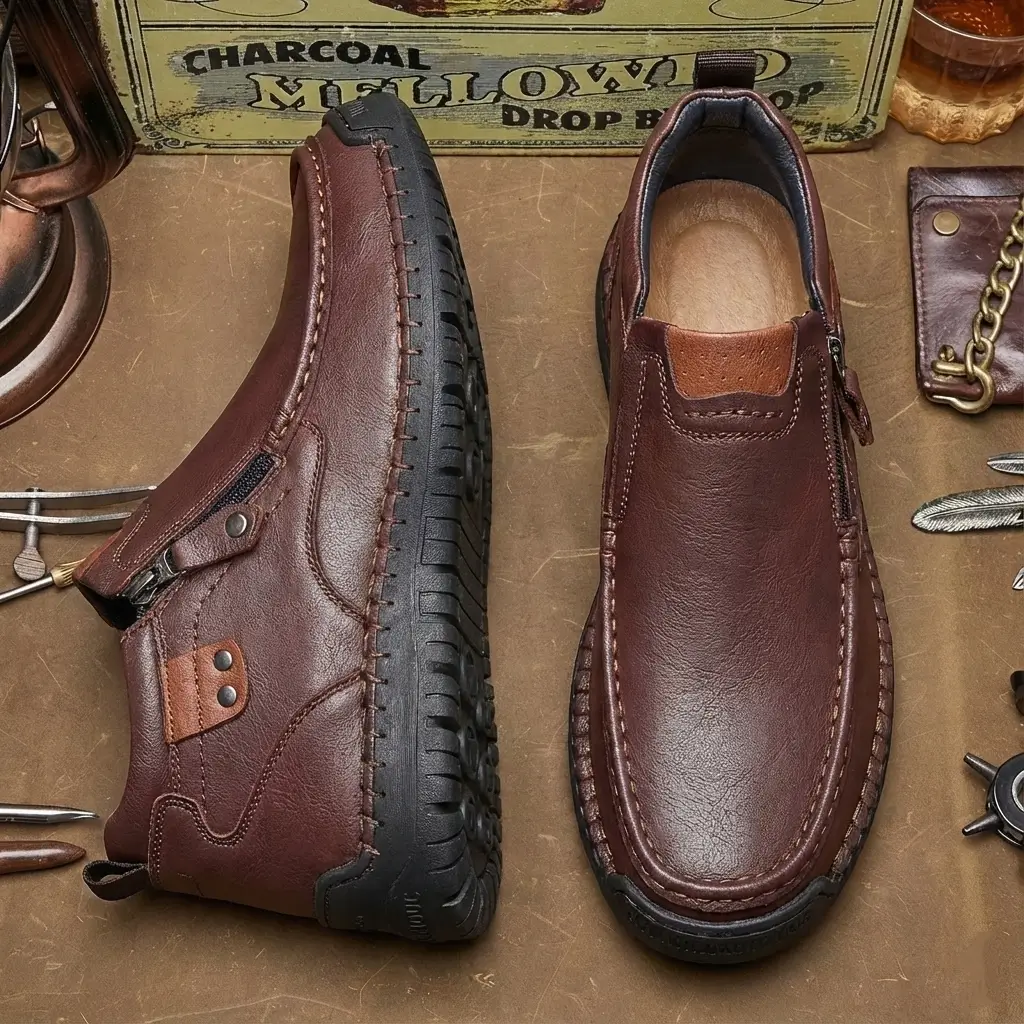 Last Day 50% OFF🔥Men's Handcrafted Vintage Genuine Leather Lightweight Ankle Chukka Boots