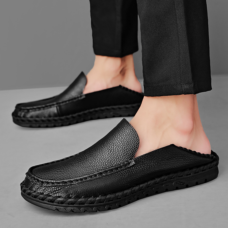 Comfymore™ Mens Genuine Leather Casual Business Slip On Shoes Fashion Slippers