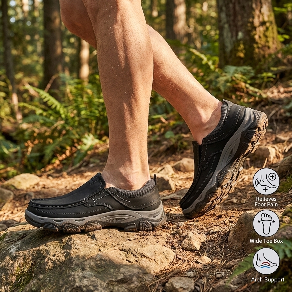 ⏰Promotion 50% OFF - Men's Orthopedic Walking Shoes | Genuine Leather Slip On Loafers