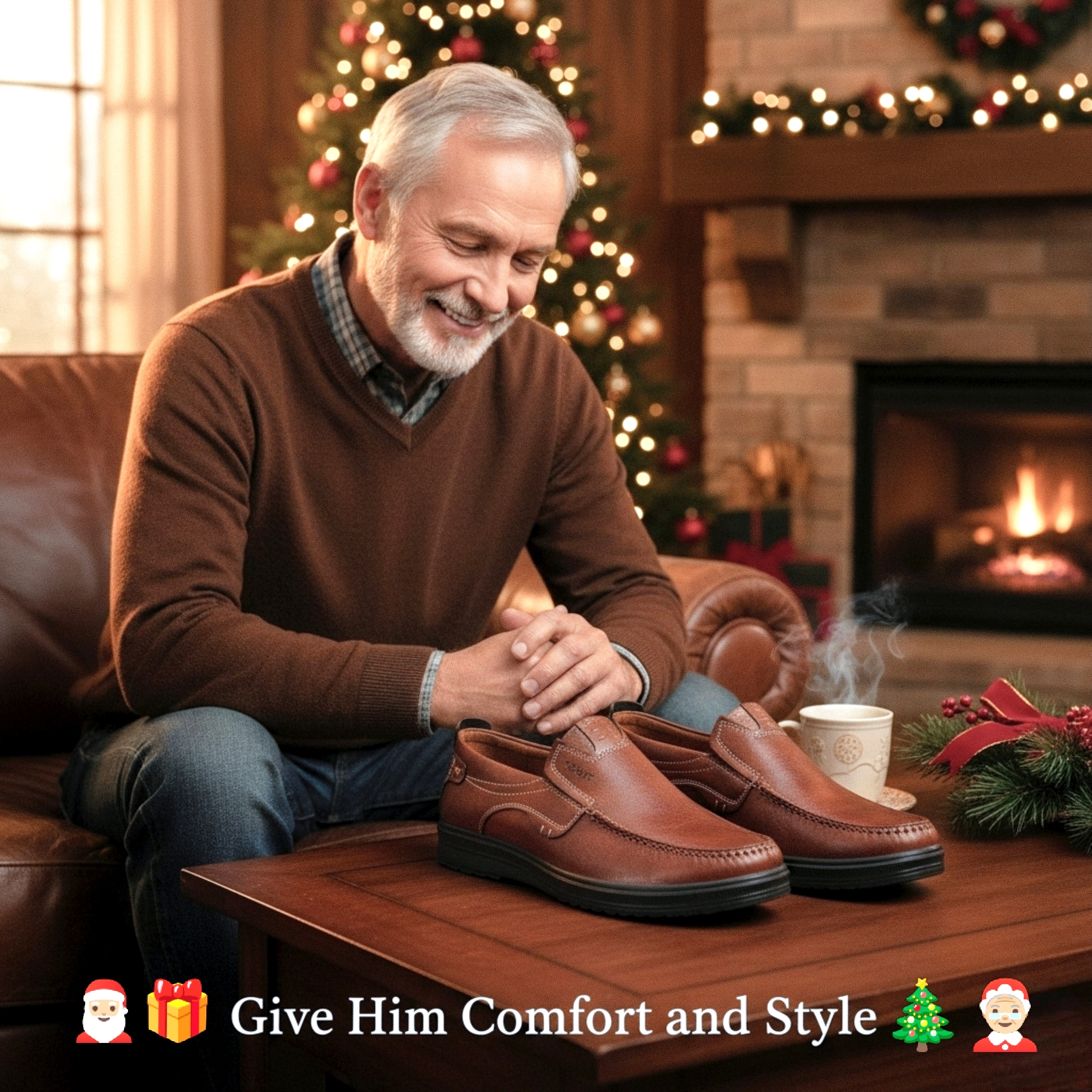 Last Day 50% OFF🔥Men's Premium Leather Lightweight Hands Free Slip-on Loafers