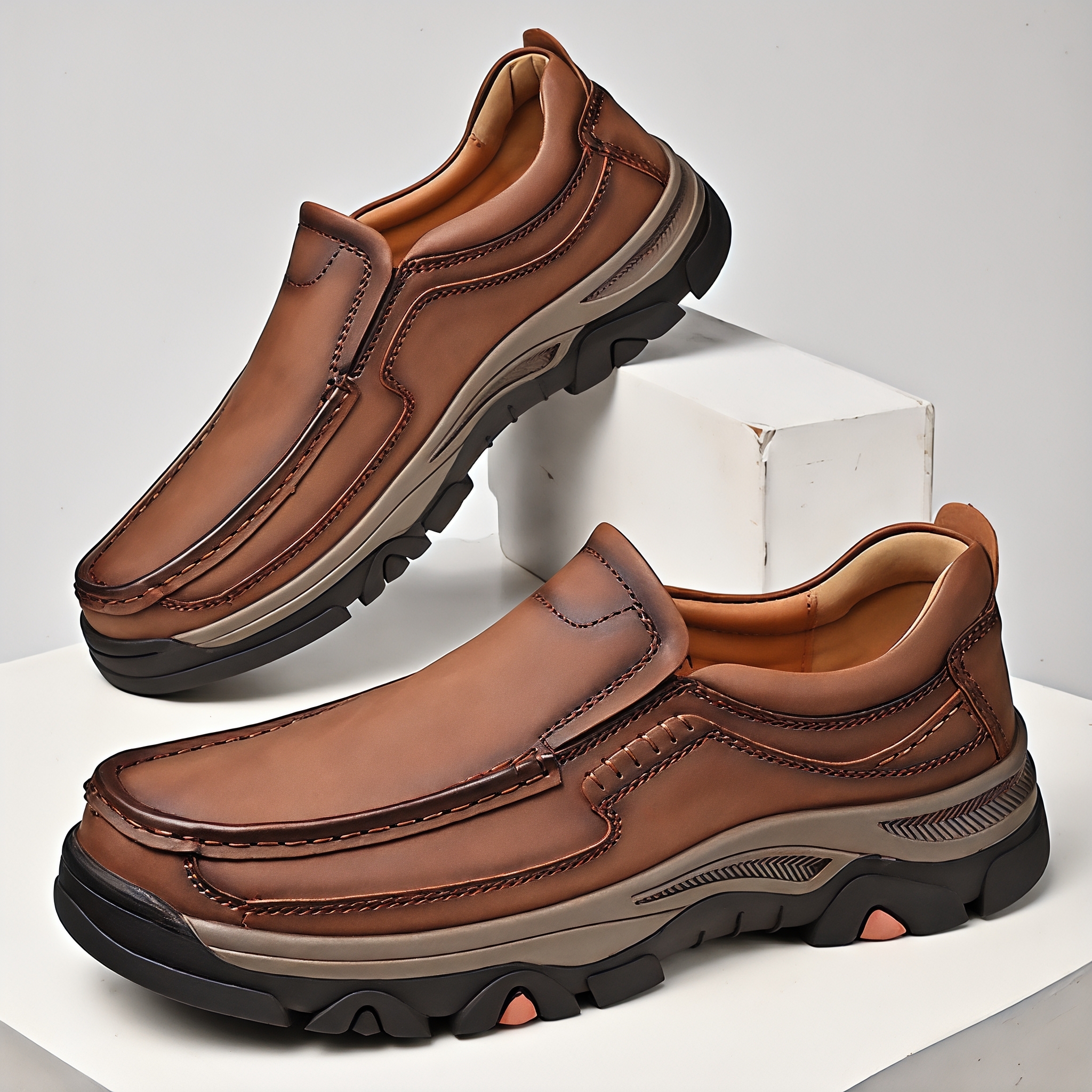 ⏰Promotion 50% OFF - Men’s Orthopedic Supportive Hands Free Slip-On Leather Loafers