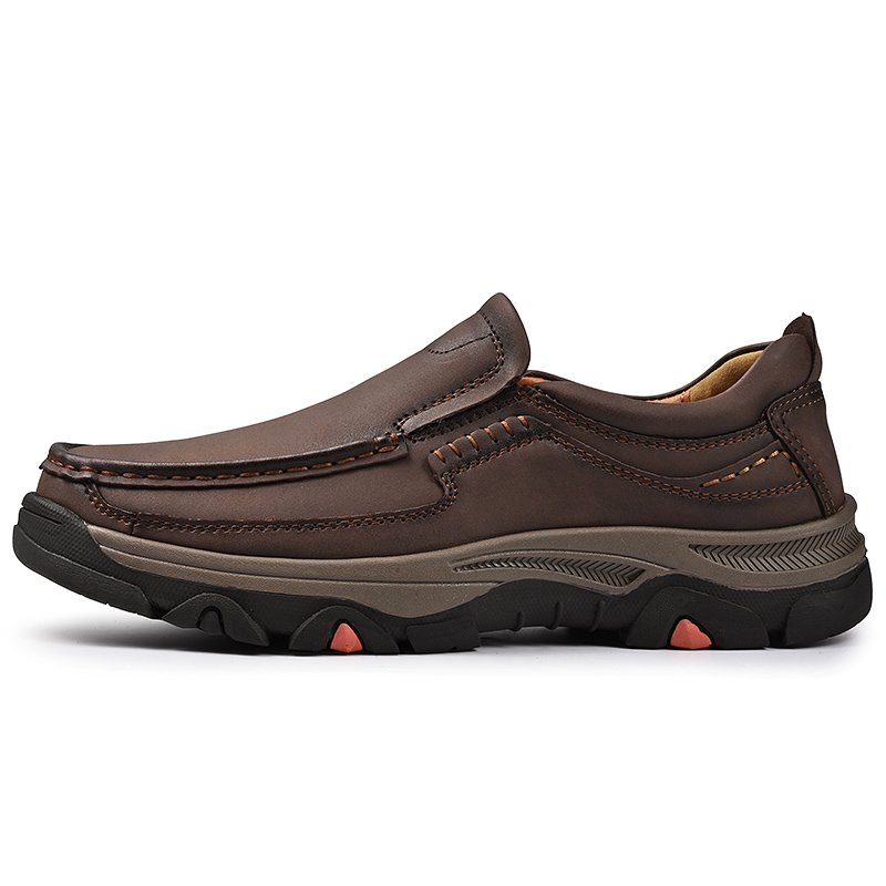 Men’s Orthopedic Wide-Fit Genuine Leather Slip-On Shoes – Supportive Comfort Loafers