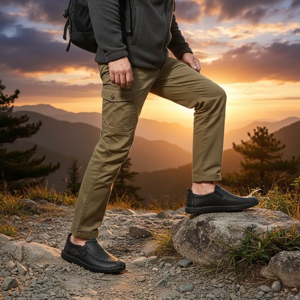 🔥Hot Sale🎁--40% OFF 🎉 Men Hand Stitching Vintage Casual Comfy Soft Sole Zipper Slip On Leather Loafers