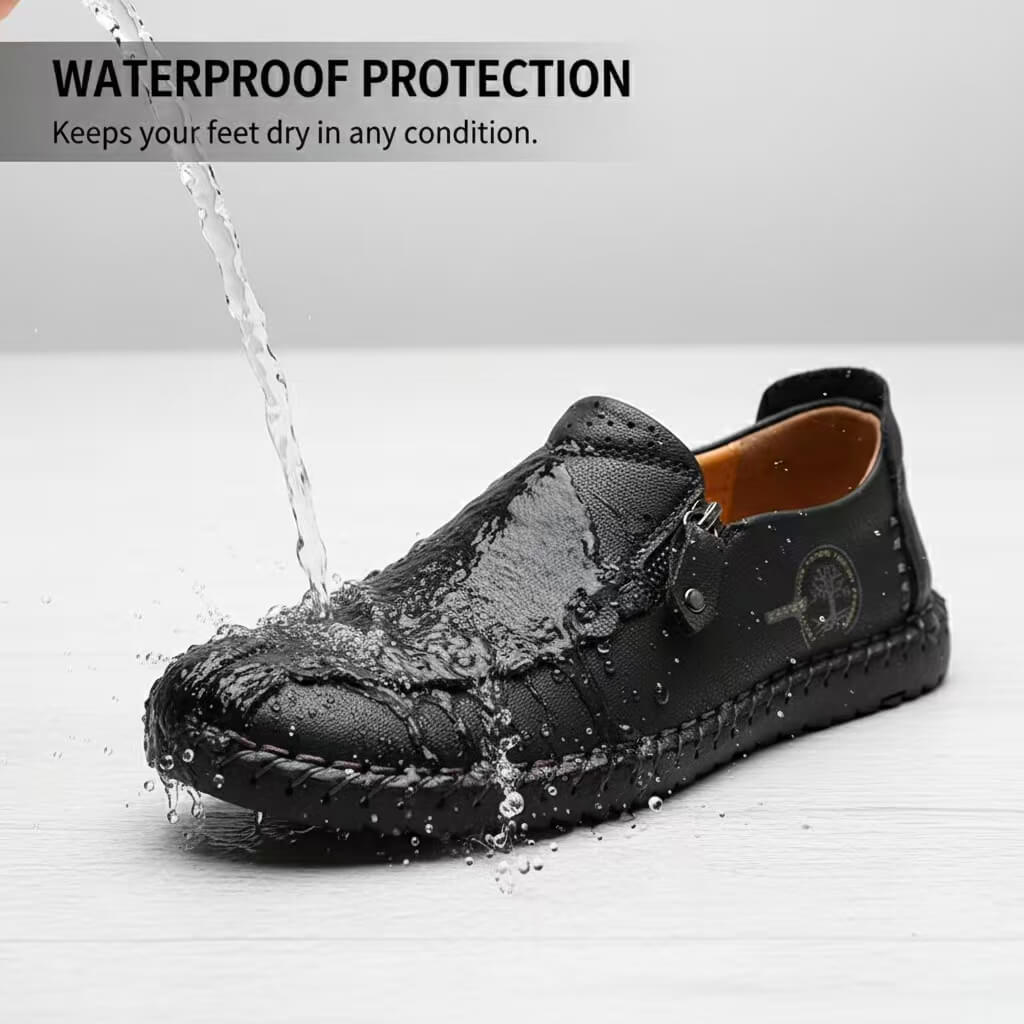 🔥Hot Sale🎁--40% OFF 🎉 Men Hand Stitching Vintage Casual Comfy Soft Sole Zipper Slip On Leather Loafers