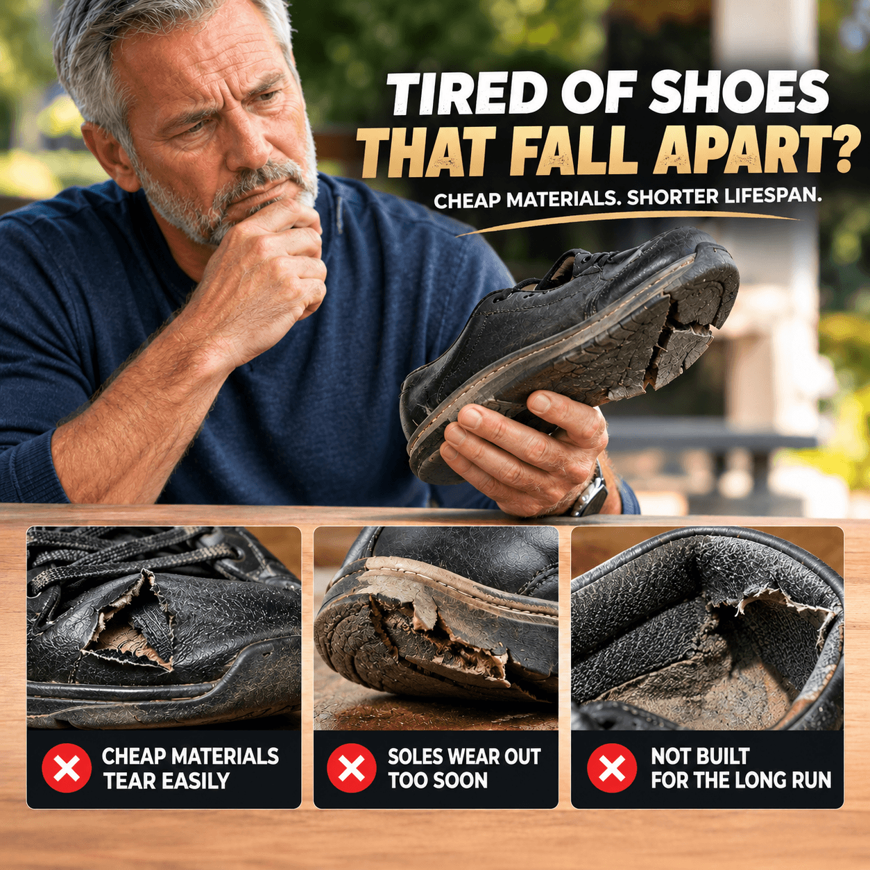 No More Foot Pain – Men's Orthopedic Wide Fit Leather Loafers Built for Standing & Walking All Day