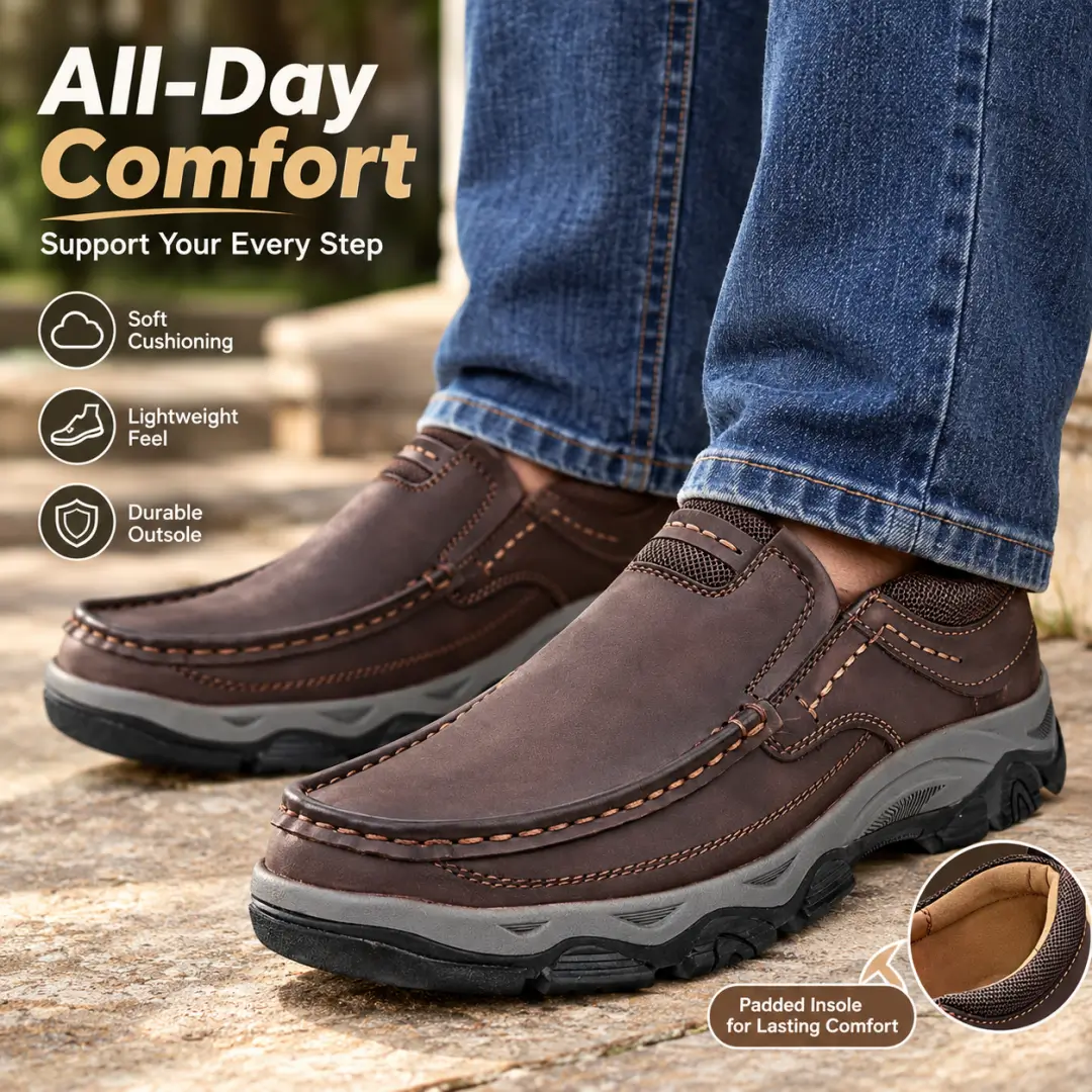 ⏰Limited Time Offer--50% OFF 🎉Men's Orthopedic Walking Shoes | Genuine Leather Slip On Loafers