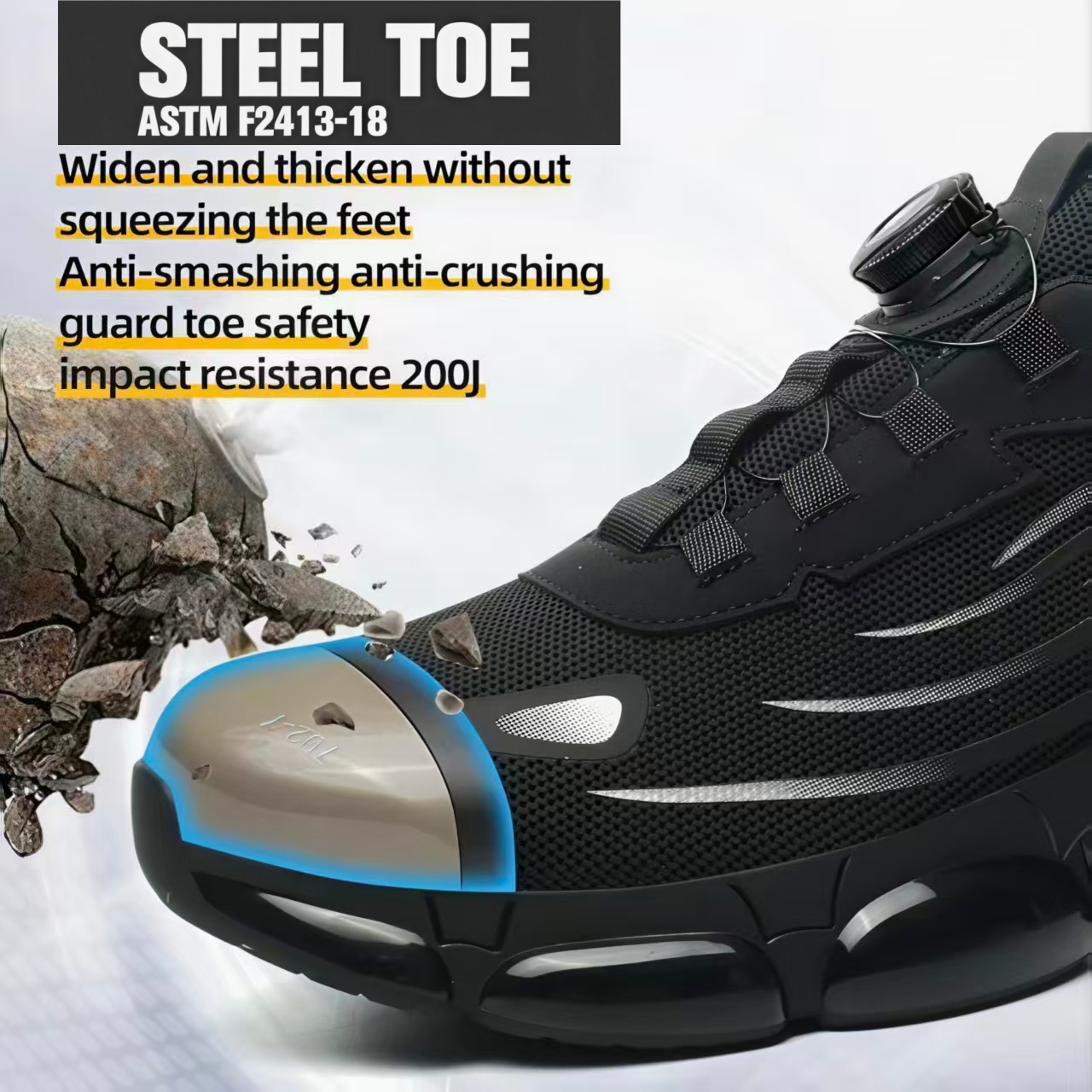 Men's lightweight and comfortable steel-toe industrial construction safety shoes