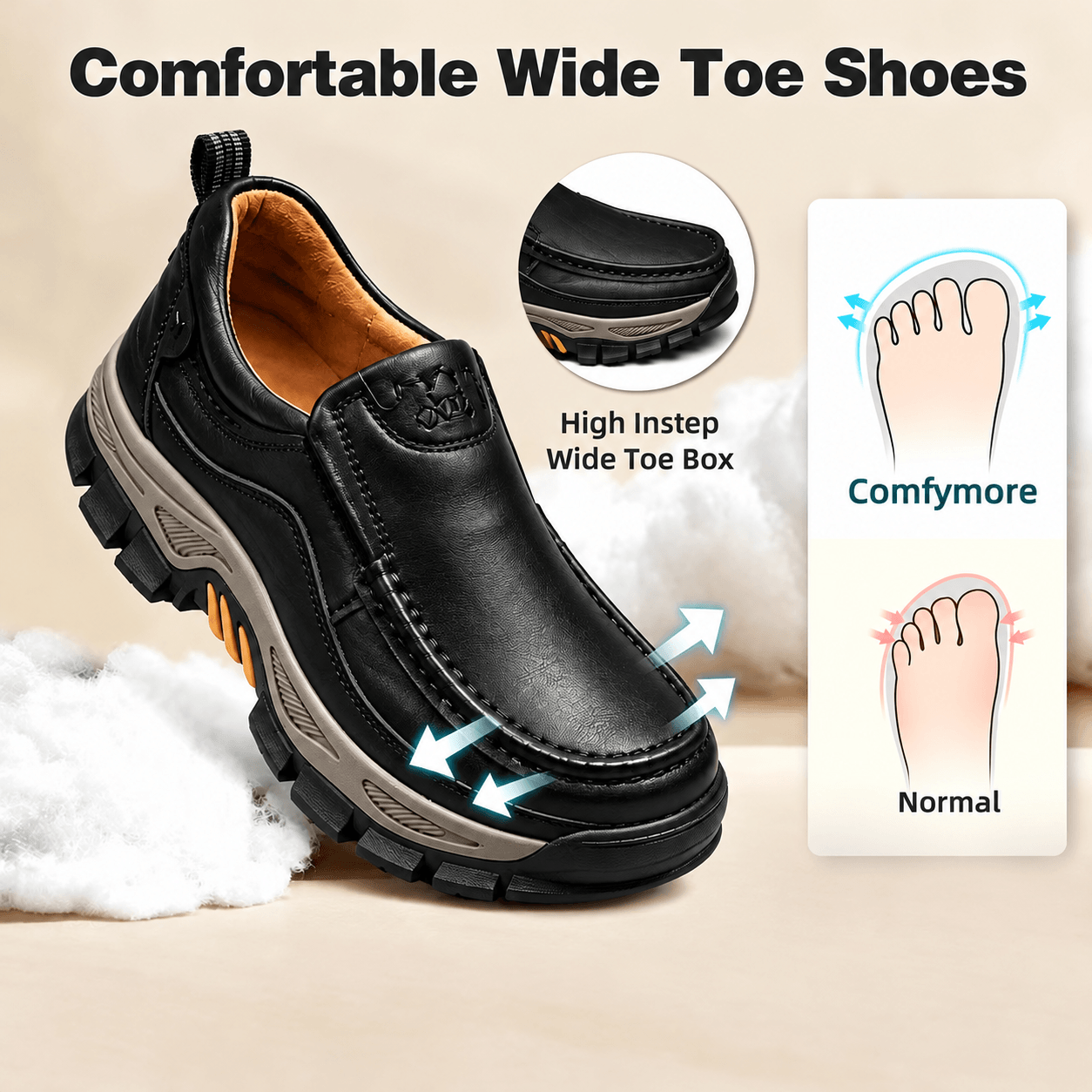Men’s Leather Slip-On Walking Shoes – Classic Style, All-Day Comfort & Rugged Grip