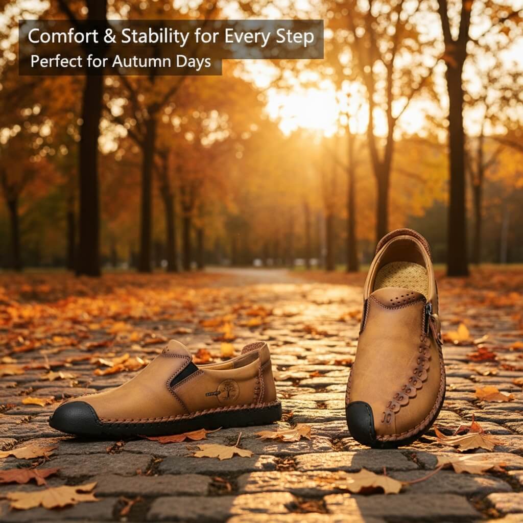 🔥Hot Sale🎁--40% OFF 🎉 Men Hand Stitching Vintage Casual Comfy Soft Sole Zipper Slip On Leather Loafers