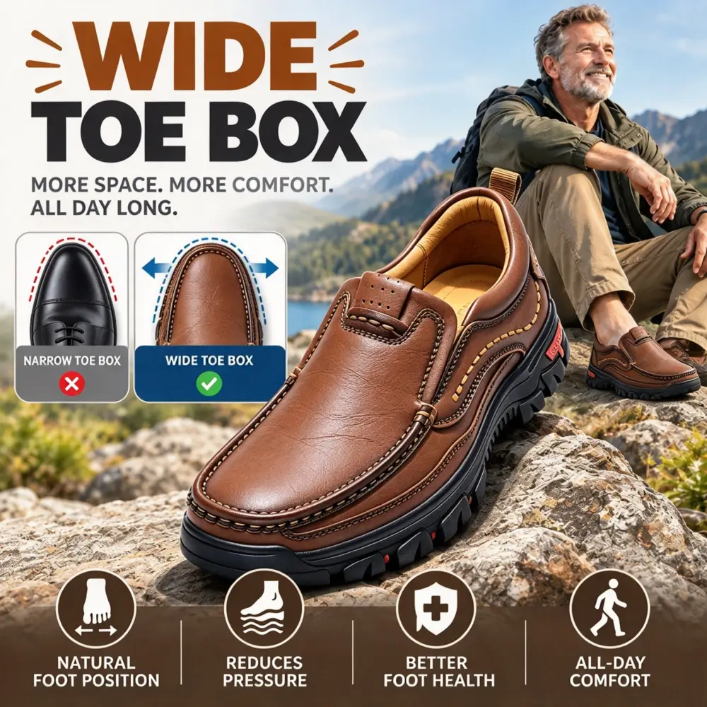 Podiatrist-Inspired Men's Hands Free Genuine Leather Loafers Built for All-Day Standing & Walking