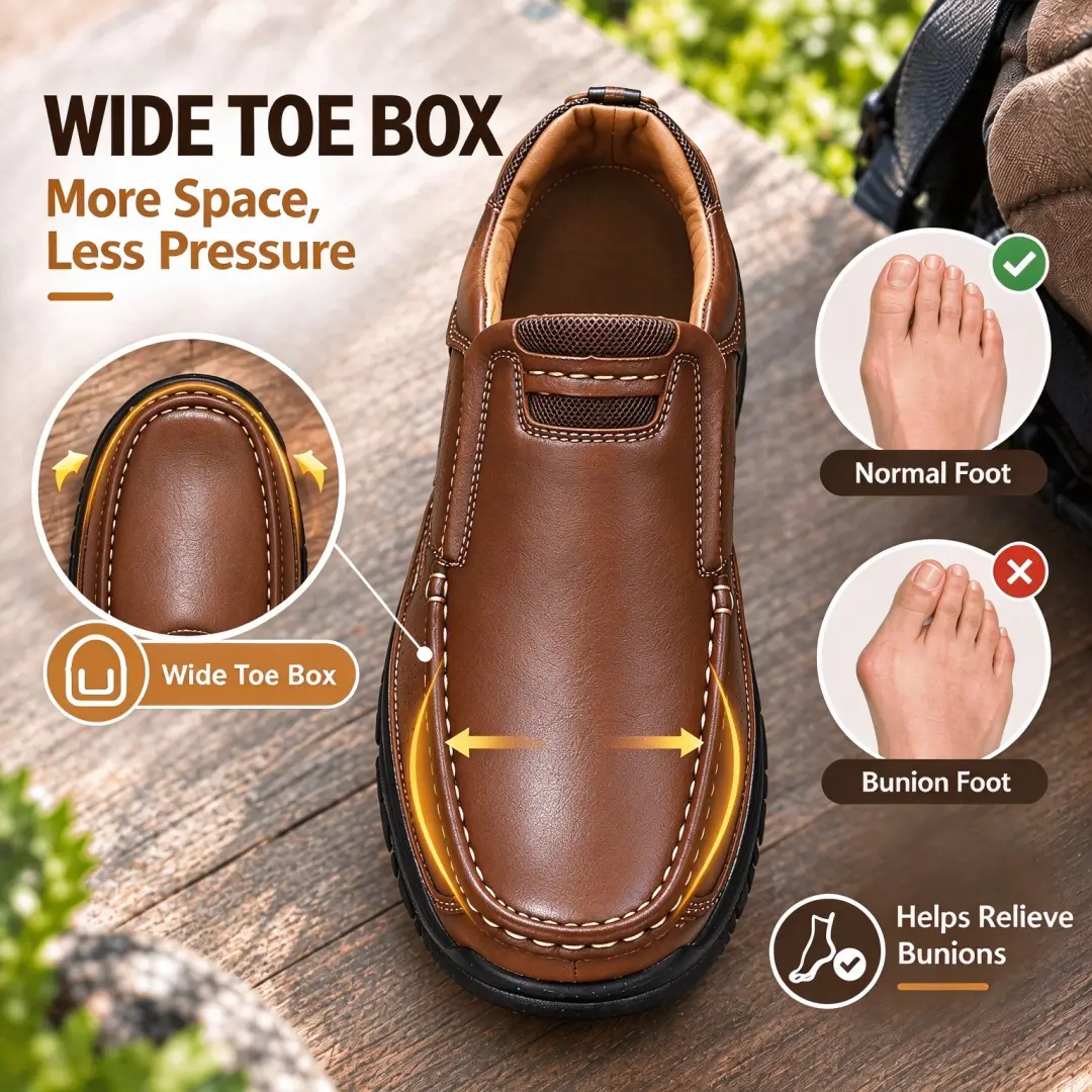 ⏰Limited Time 50% OFF🔥Men’s Genuine Leather Wide-Fit Orthopedic Comfort Slip-On Walking Boots