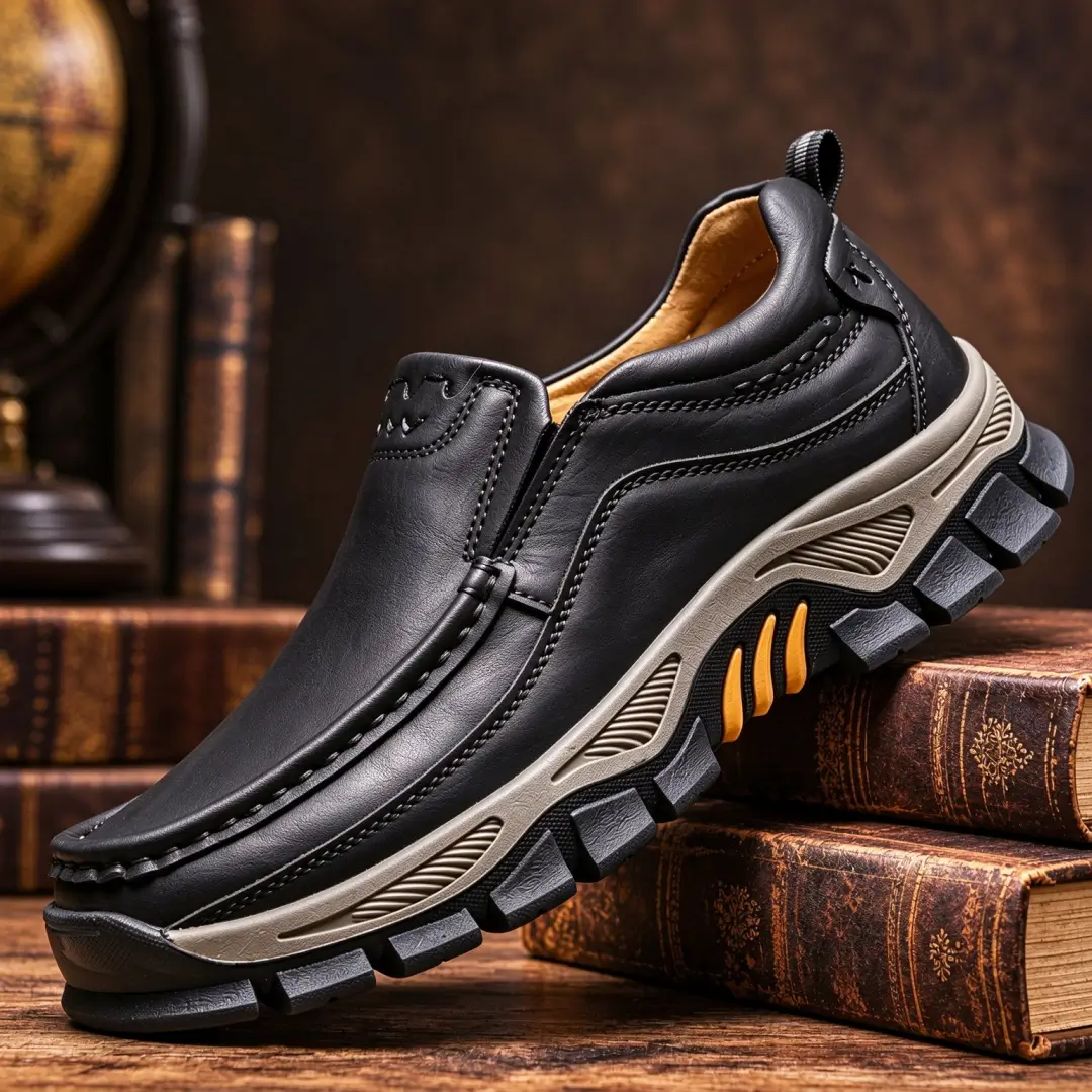 ⏰Limited Time 50% OFF🔥Men’s Orthopedic Genuine Leather Walking Shoes – Hands Free, All-Day Comfort & Rugged Grip