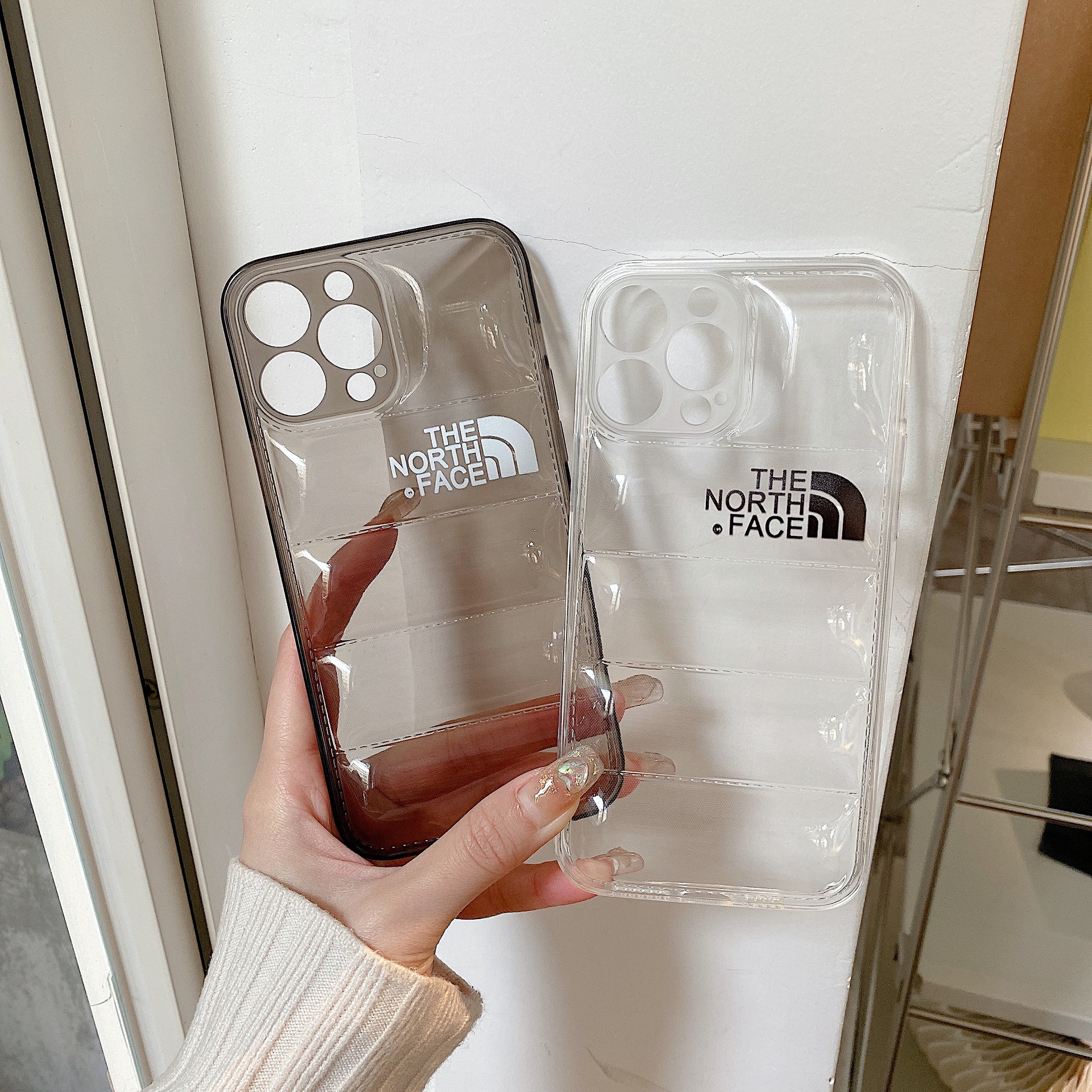 Clear North Face iPhone Case-White-casefeely