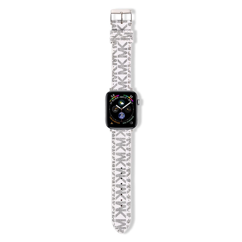 Luxury Leather MK Apple Watch Band White-LBB25405