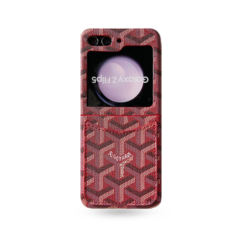 Leather GD Samsung Galaxy Z Flip Series Case With Card Holder Red -QBK251620