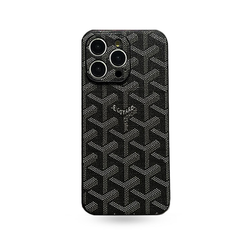 Leather GD iPhone Case With Lens Protection  Black-SJK240807