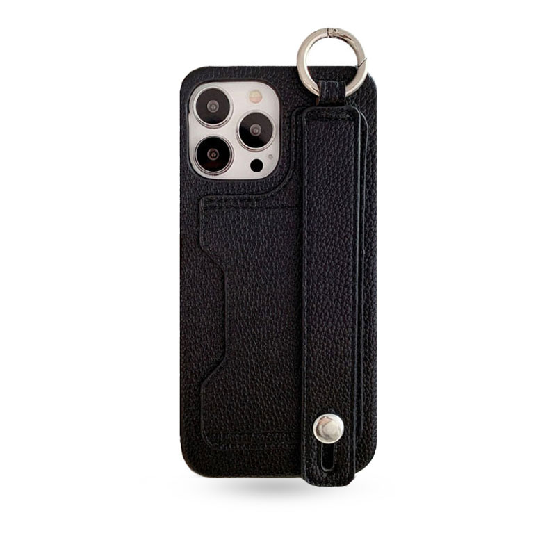 Leather Phone Case For iPhone with Card Holder Black-LZW121102