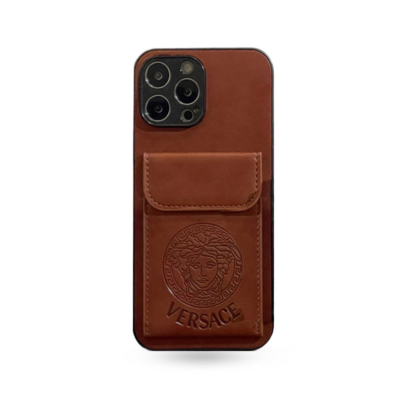 Versace iPhone Case With Card Holder Brown-ZPK241502-casefeely