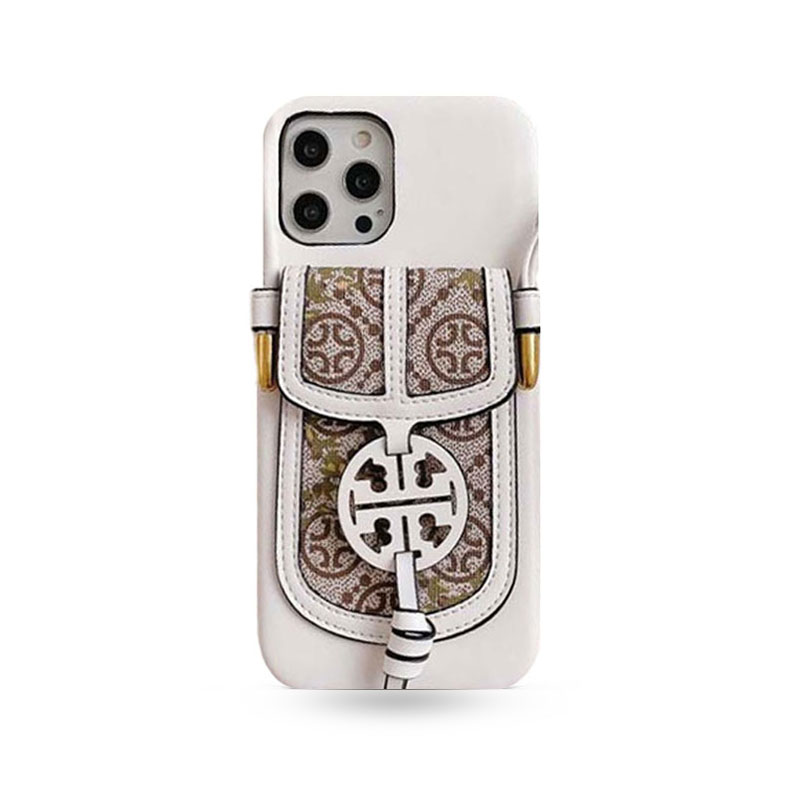 TB iPhone Case With Card Holder And Strap White -SZ240411