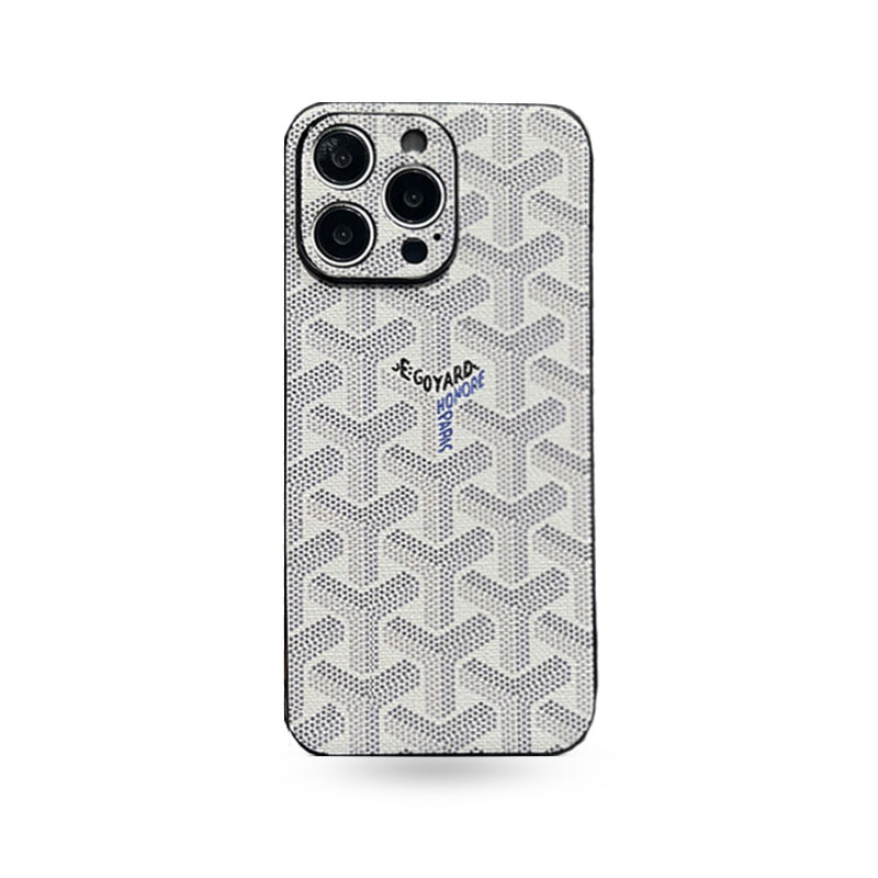 Leather GD iPhone Case With Lens Protection  White-SJK240807