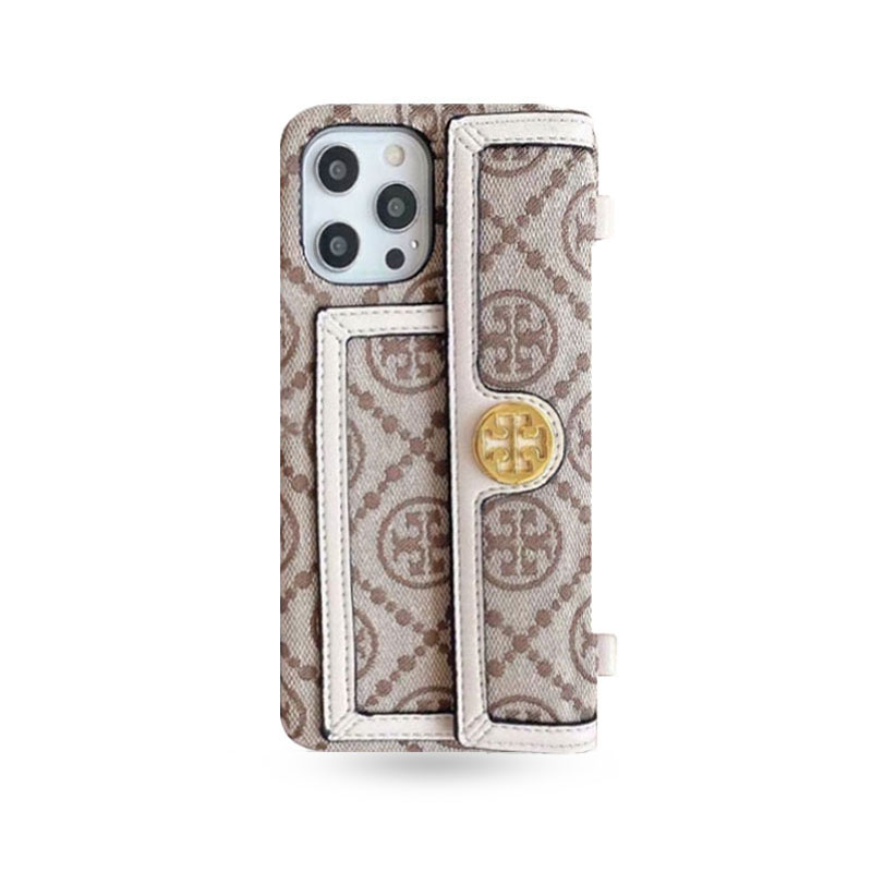 TB iPhone Case With Wallet And Strap White -SlK240411