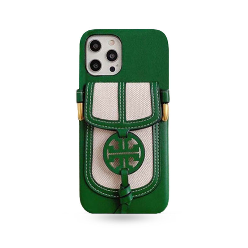 Tory Burch iPhone Case With Card Holder And Strap Green -SZ240411-casefeely Tory Burch iPhone Case With Card Holder And Strap Green -SZ240411-casefeely