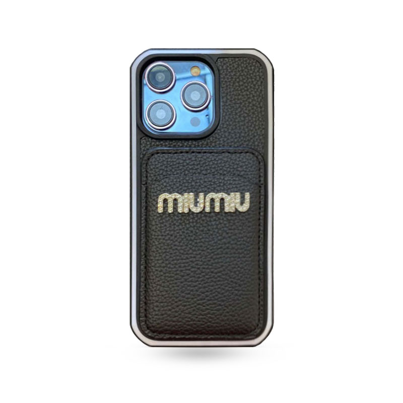 MIU iPhone Case With Card Holder Case Black-MUK241425