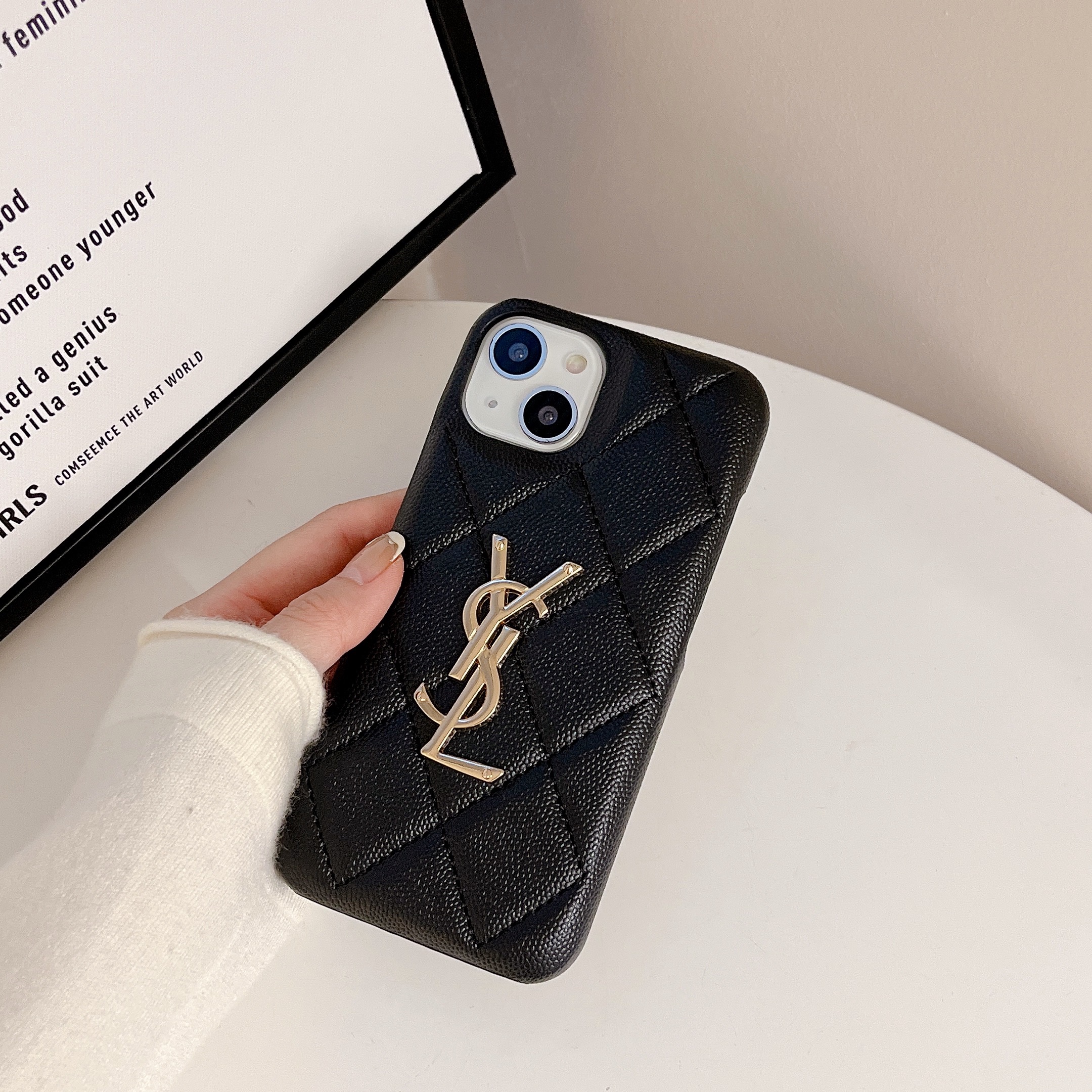 Classic YSL iPhone Case Leather Black-LXP241442-casefeely Classic YSL iPhone Case Leather Black-LXP241442-casefeely