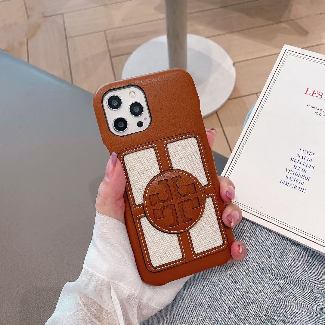 Leather Tory Burch iPhone Case Brown -PZ241527-casefeely Leather Tory Burch iPhone Case Brown -PZ241527-casefeely