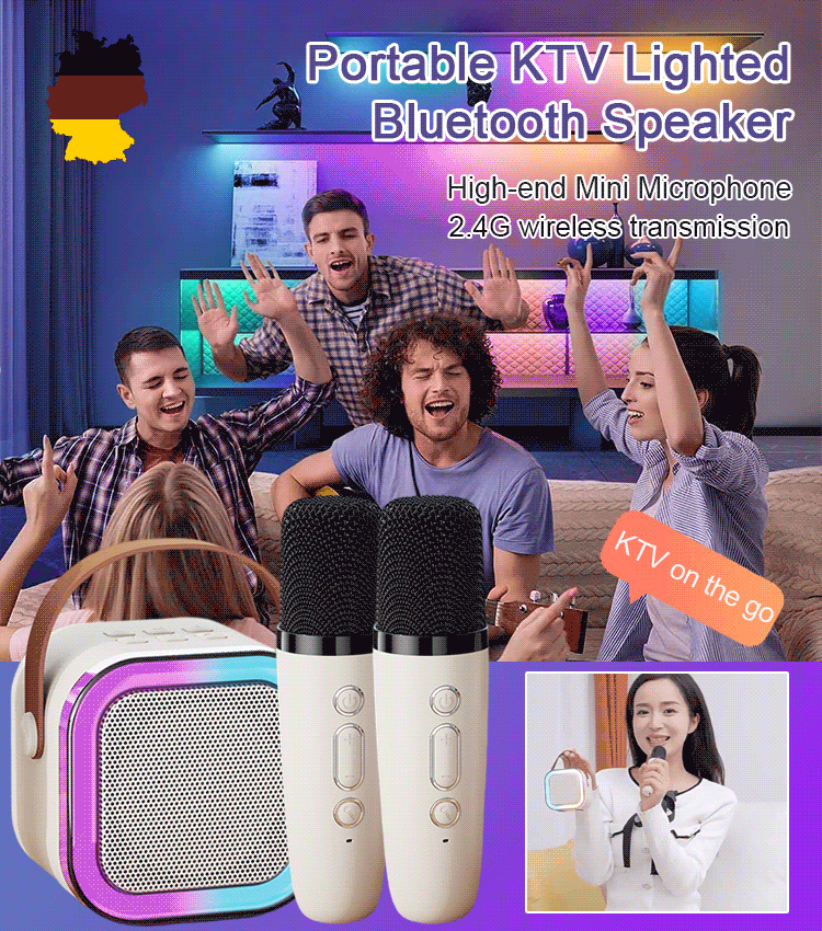 Portable KTV Lighting Bluetooth Speaker (Send Microphone)