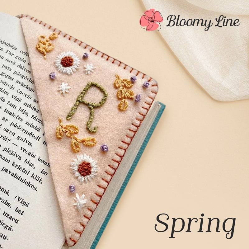 Bloomy Line - Last day 75% OFF - Personalized Hand Embroidered Corner Bookmark