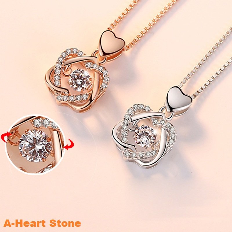 Sterling Silver Shimmer Heart Stone Necklace