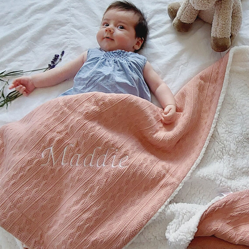 Baby Embroidered Knitted Ball Blanket