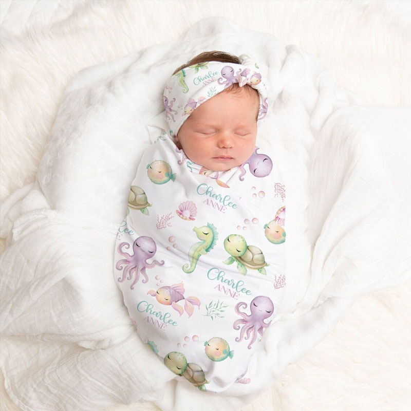 Baby Girl Ocean Swaddle Blanket