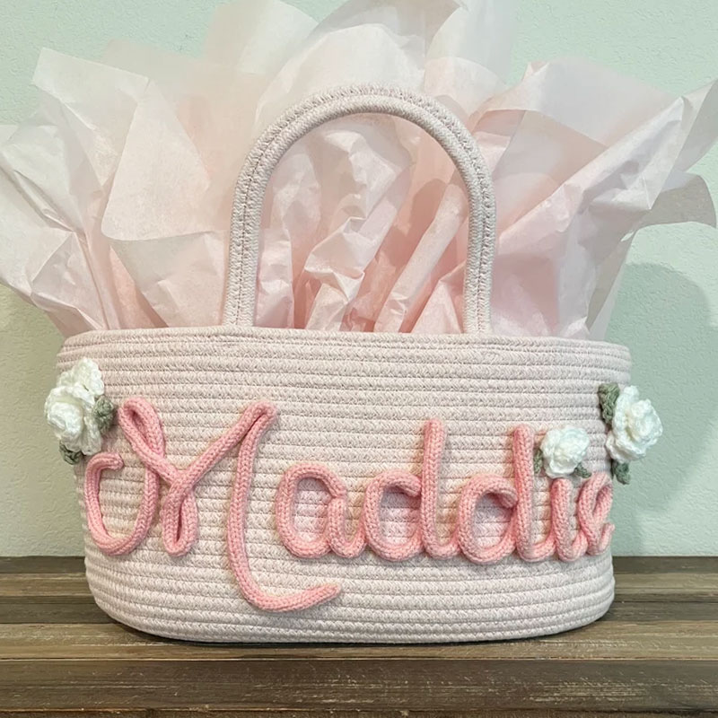 Baby Shower Diaper Caddy Rose Name Basket